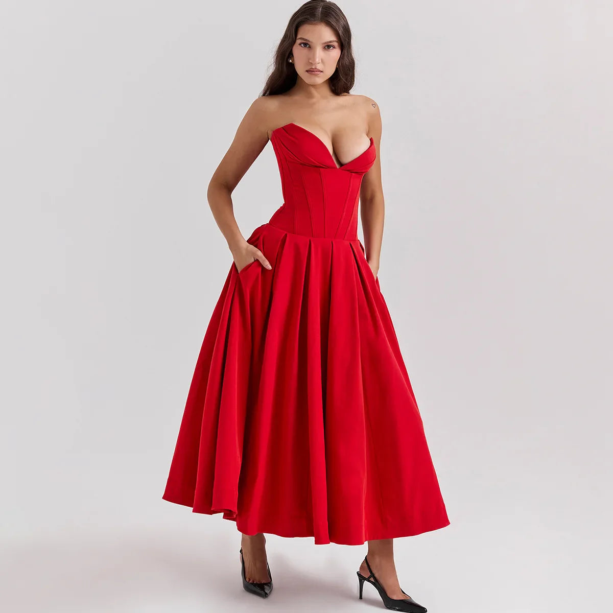 Adriana - Strapless Midi Dress