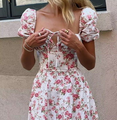 Floral Split Midi Dress - Adalyn