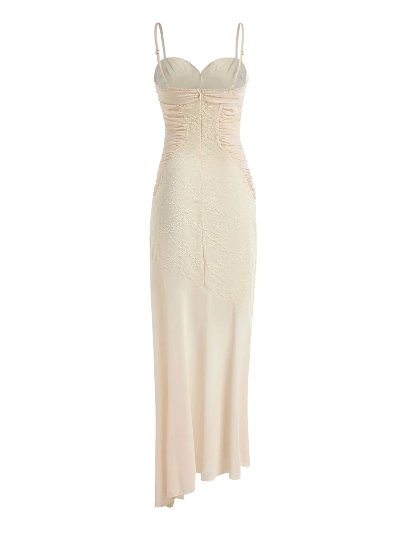 Ruched Lace Maxi Dress
