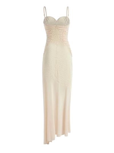 Ruched Lace Maxi Dress