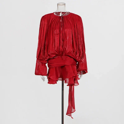 Pleated Chiffon Mini Dress