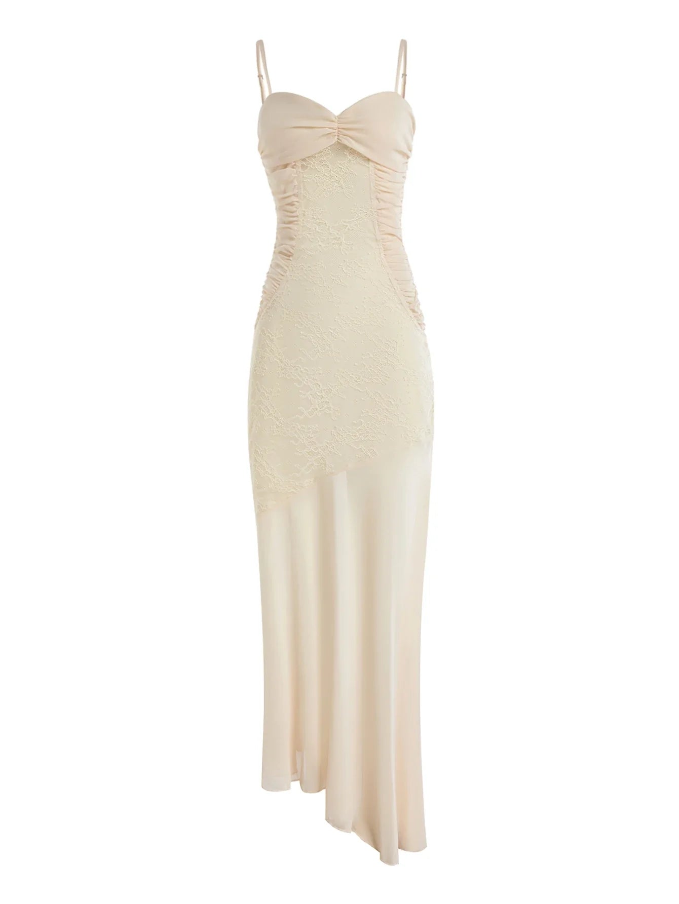 Ruched Lace Maxi Dress