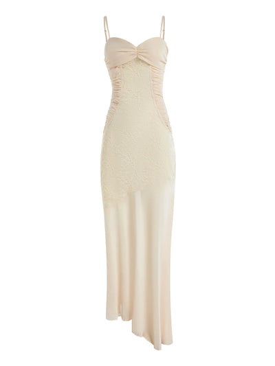 Ruched Lace Maxi Dress