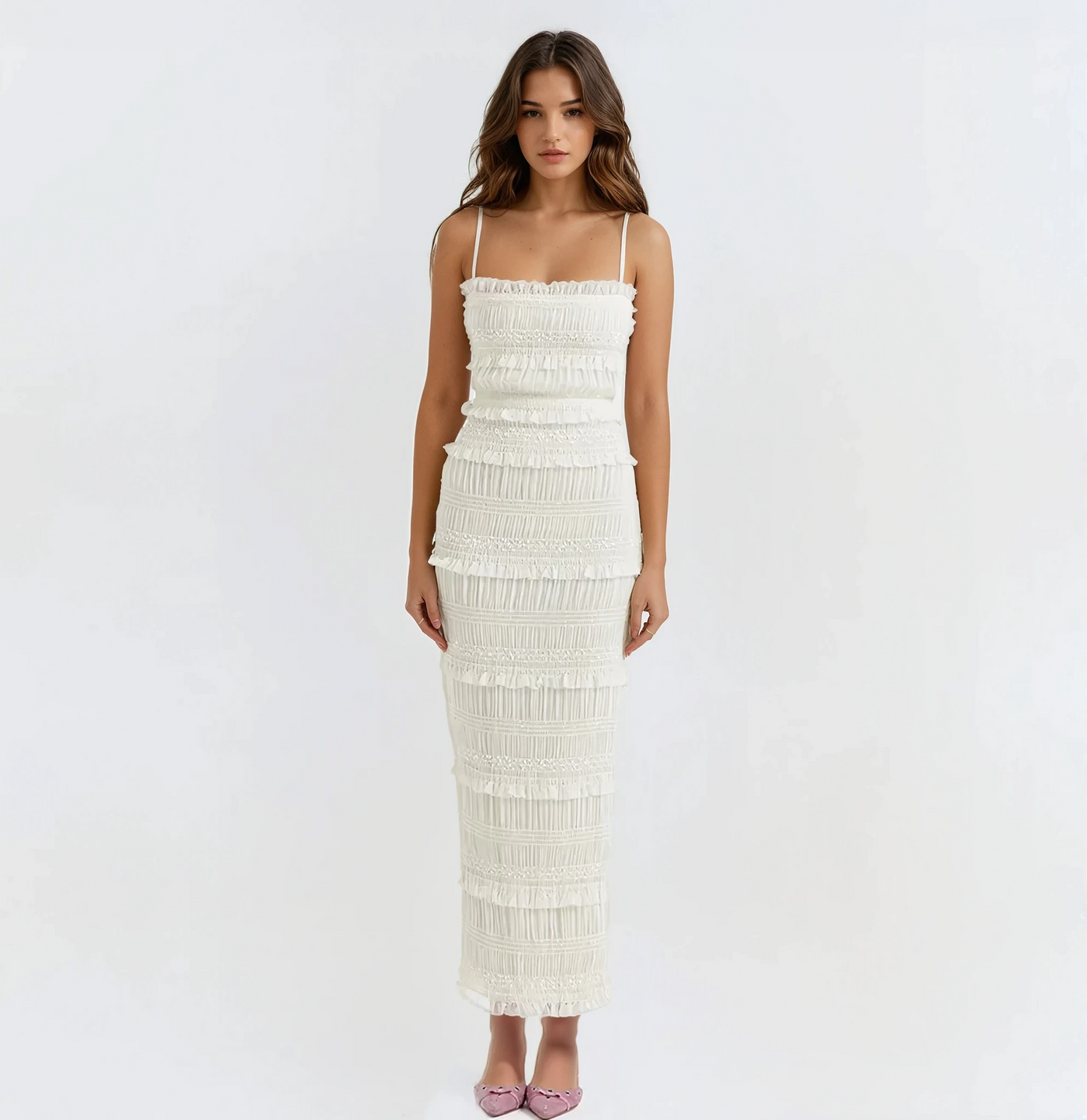 Vintage Ruched Maxi Dress