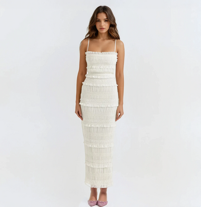 Vintage Ruched Maxi Dress