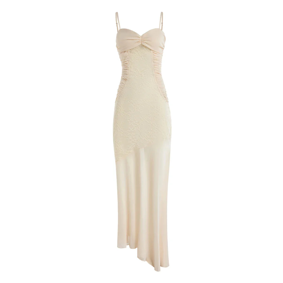 Ruched Lace Maxi Dress