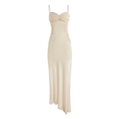 Ruched Lace Maxi Dress