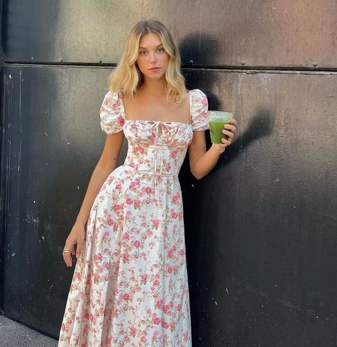 Floral Split Midi Dress - Adalyn