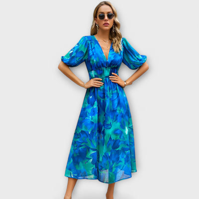 Maxi Dress with Puff Sleeves