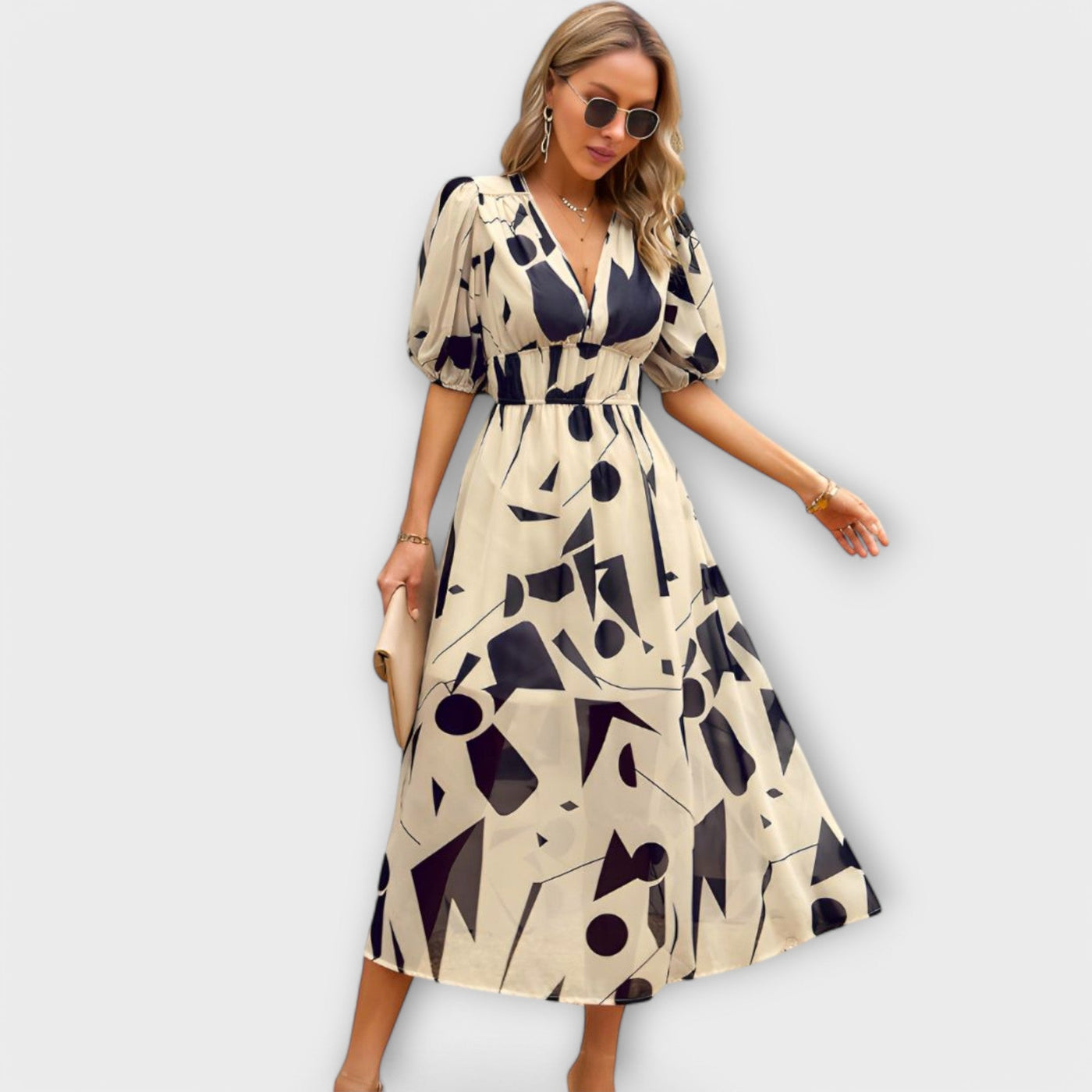 Maxi Dress with Puff Sleeves