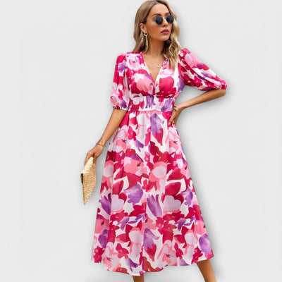 Maxi Dress with Puff Sleeves