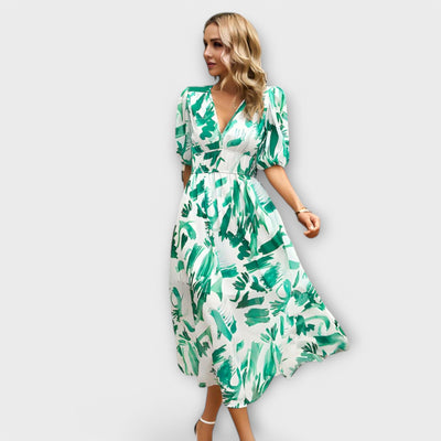 Maxi Dress with Puff Sleeves