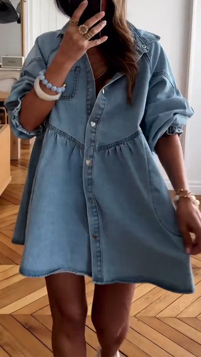 Chic Denim Patchwork Dress
