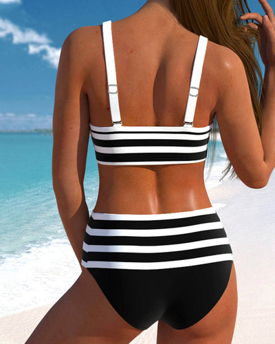 High-Waisted Striped Bikini