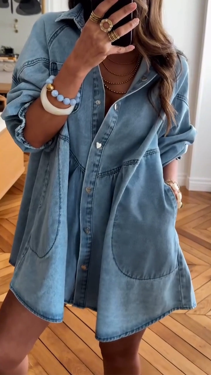 Chic Denim Patchwork Dress