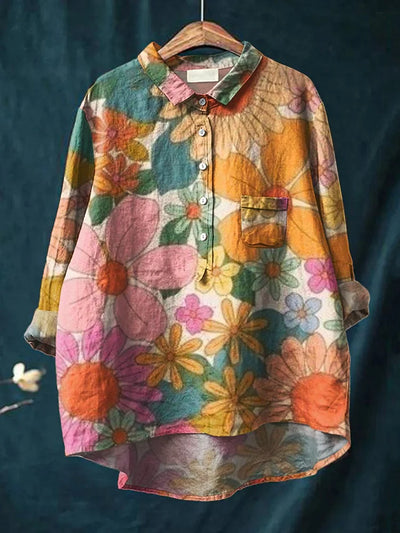 Bloemen Kunst Shirt – Zacht & stijlvol