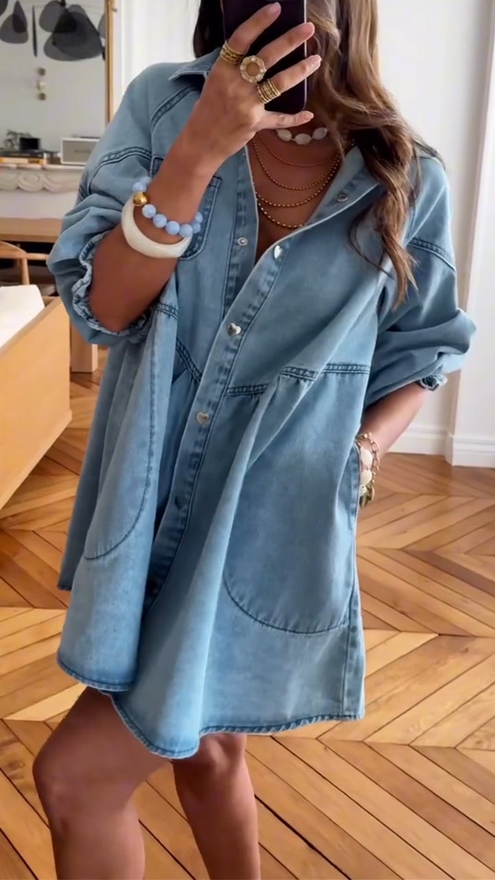 Chic Denim Patchwork Dress
