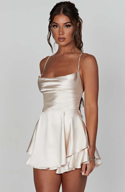 Calliope | Satin Ruffle Romper
