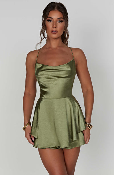 Calliope | Satin Ruffle Romper