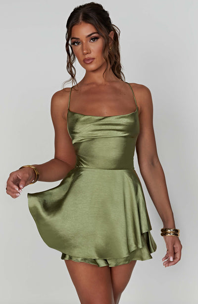 Calliope | Satin Ruffle Romper