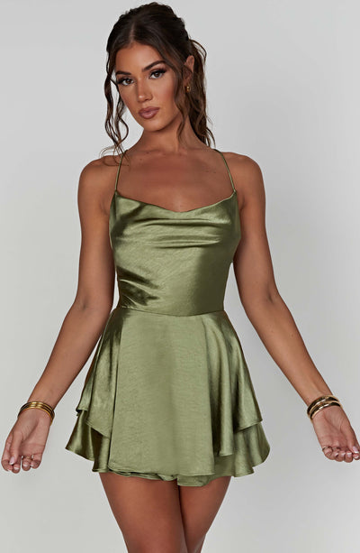 Calliope | Satin Ruffle Romper