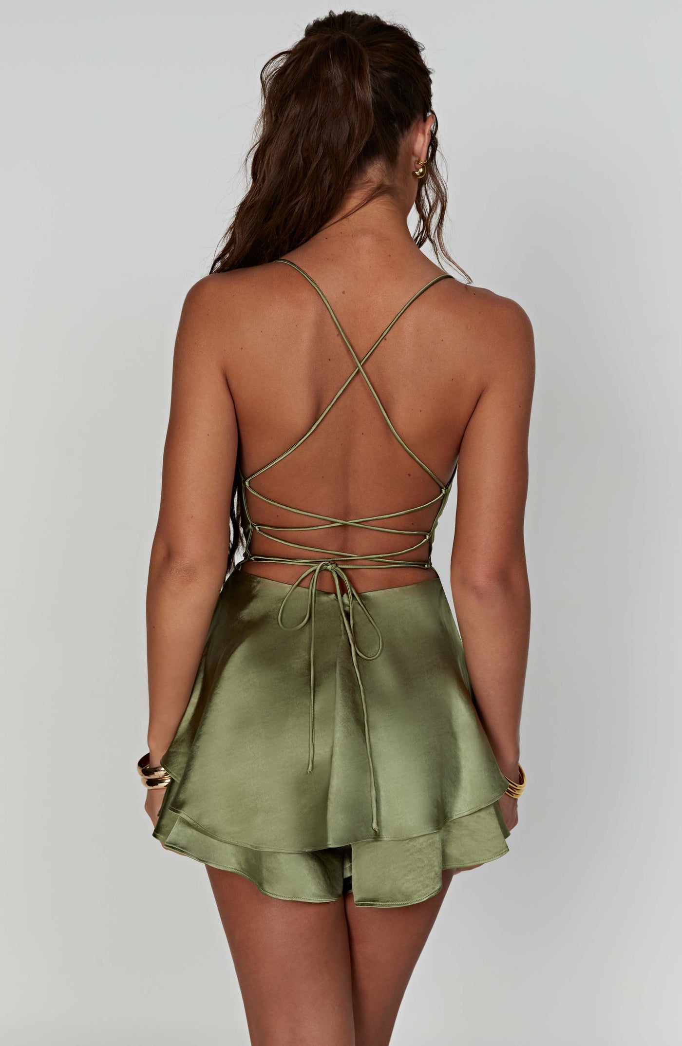Calliope | Satin Ruffle Romper